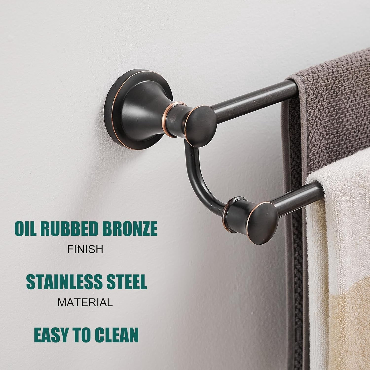 Adjustable Retractable 15-27 Inches Stainless Steel Bathroom Towel Bar, Bathroom Accessories Bath Hotel Double Towel Bar Rod Hanger Wall Mounted Towel Holder Towel Rack, Oil Rubbed Bronze