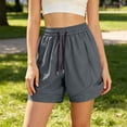 thumbnail image 2 of Plus Size Women's Nylon High Waisted Elastic Drawstring Workout Shorts with Pockets, Running Gym Hiking Casual Summer, Womens Athletic Shorts | UKHCCC,Gray 3XL, 2 of 7