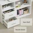 thumbnail image 4 of Furmax 55" L-Shaped Corner Computer Desk with File Cabinet, Power Outlet, Home Office Desk with 2 Drawers and 3 Storage Shelve, Workstation Executive Desk with Storage Shelf for Home Office, White, 4 of 8