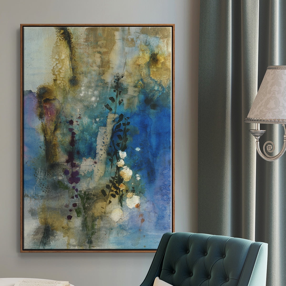 Immerge I Framed Premium Gallery Wrapped Canvas - Ready to Hang - 25 x 37 - Walnut Floating Frame