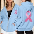 thumbnail image 2 of Breast Cancer Zip Up Hoodies For Women Oversized Pink Ribbon Track Jackets, 2 of 6