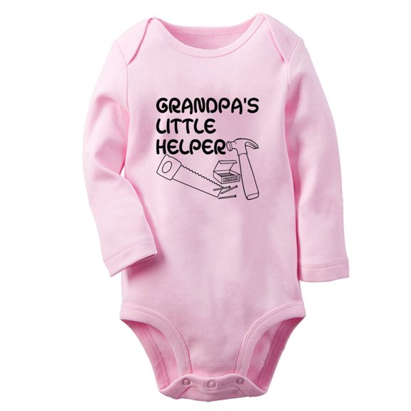 iDzn Babies Grandpa's Little Helper Funny Rompers, Newborn Baby Unisex Bodysuits, Infant Jumpsuits, Toddler Kids Long One-Piece Oufits