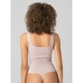 thumbnail image 2 of No Boundaries Women's Seamless Smoothing Rib Square Neck Bodysuit, Sizes XS-XXXL, 2 of 4