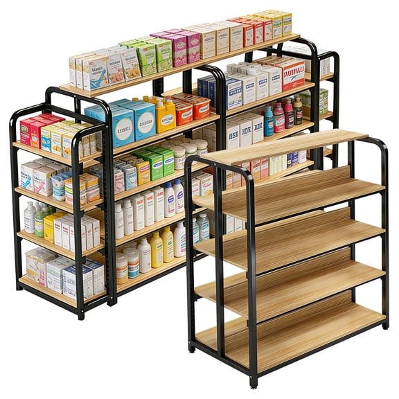 DioOnes Commercial Gondola Shelving, 5-Tier Heavy-Duty Retail Store Display Shelf (47.2 * 23.6 * 51.2in)