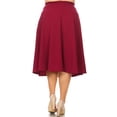 thumbnail image 4 of Women's Plus Size A-Line Casual Flared Elastic Band Solid Midi Skirt, 4 of 5