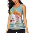 thumbnail image 1 of Fotbe Kawaii Sushi Characters Delight Blusas Sin Mangas para Mujer – Estilo Casual, Corte Suelto, Slim-Fit, Cuello Redondo Deportivo, Tops de Verano para Gimnasio y Yoga-Small, 1 of 7