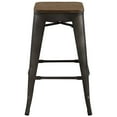 thumbnail image 4 of Industrial Country Cottage Farm Beach House Bar Pub and Dining Kitchen Counter Side Stool Chair, Metal Steel Wood, Brown, 4 of 4