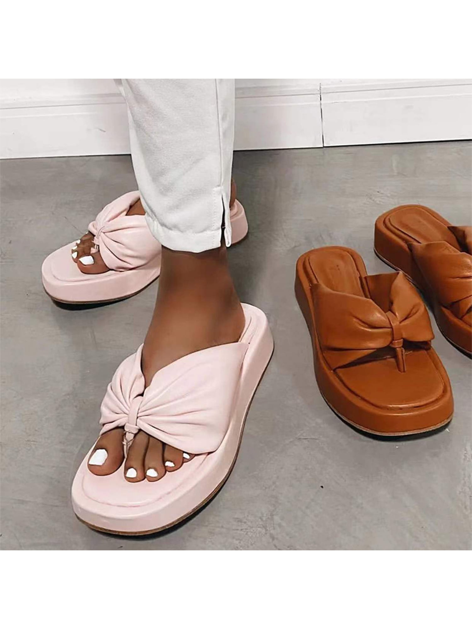 SAGACE 2019 Women New anti skid Flip Flops Summer Bohemian Clip Toe Flip Flops Non Slip Wedges 