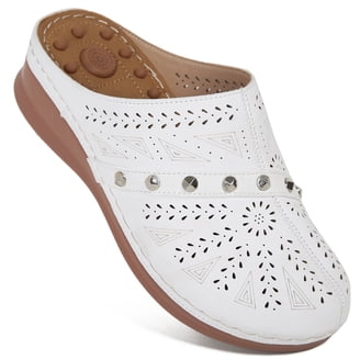 Amazon.com | Women White Embellished Mules with Ornate Detailing display picture 1