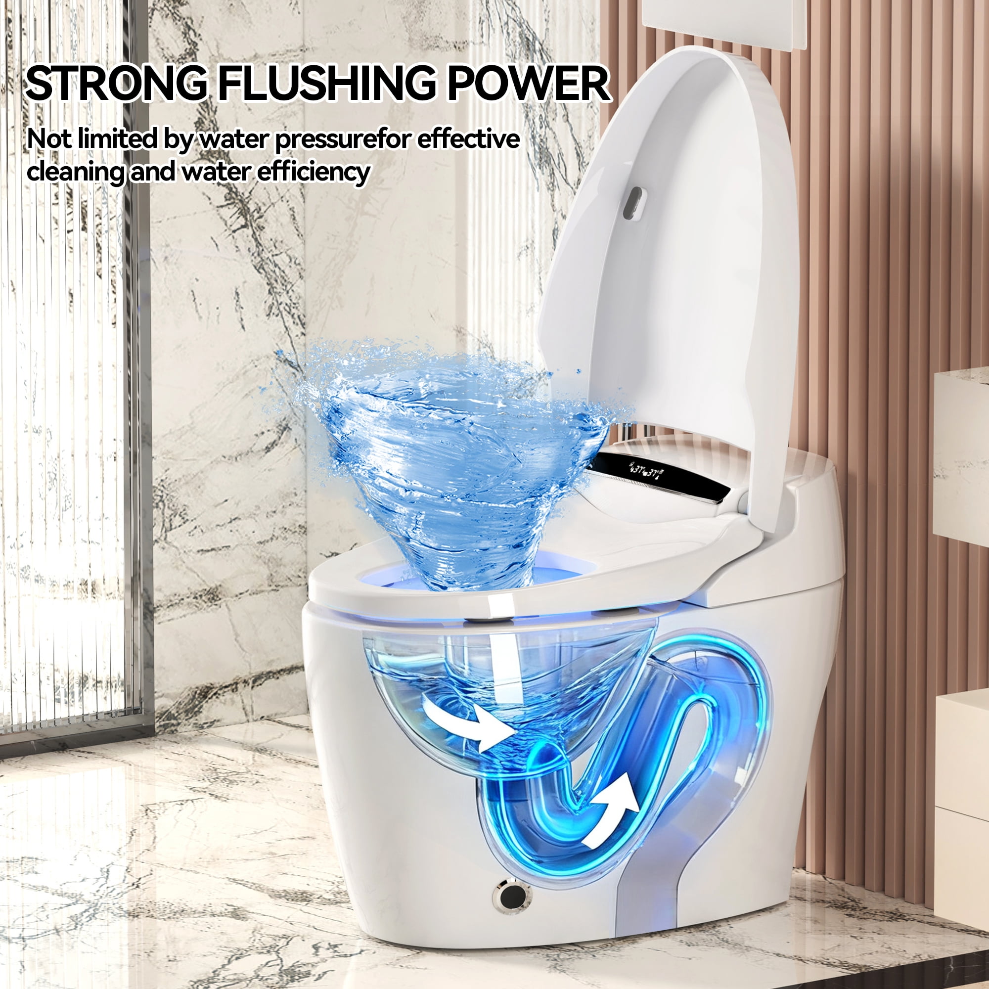 Leumius Smart Toilets with Built-in Bidet,Intelligent Toilet with Heated Bidet Seat,Auto Open/Close Seat,Dryer and Warm Water
