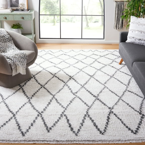 SAFAVIEH Augustine Ramona Trellis Area Rug, Ivory/Gray, 6'4" x 6'4" Square