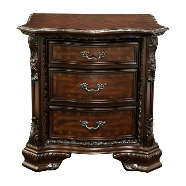 Bowery Hill 3 Drawer Nightstand in Dark Walnut
