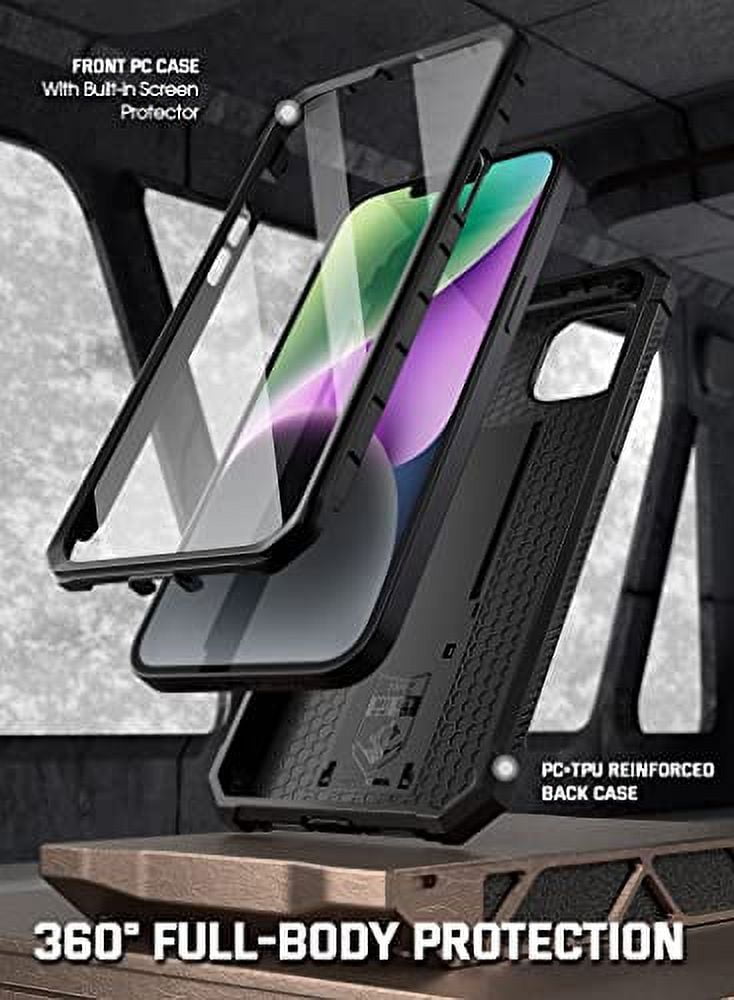 Poetic Spartan Case for iPhone 14, Full Body Rugged Case with Kickstand, Matte Black