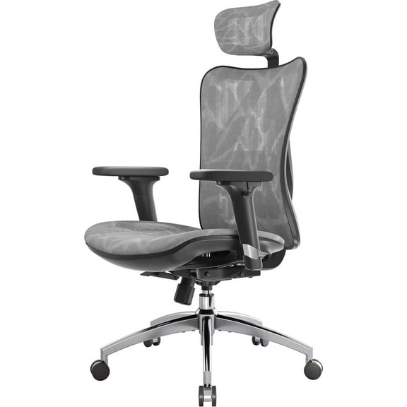 SIHOO M57 Ergonomic Office Chair with 3 Way Armrests Lumbar Support and Adjustable Headrest High Back Tilt Function Grey