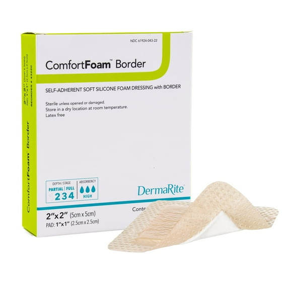 ComfortFoam Border Foam Dressing 2 x 2" Square Polyurethane Foam 43220 10 per Box