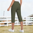 thumbnail image 6 of iHPH7 Women's Gym Workout Capris with Zipper Pockets Quick Dry Athletic Cropped Pants Stretchy Lightweight Running Yoga Trousers Hiking Activewear Army Green M, 6 of 7