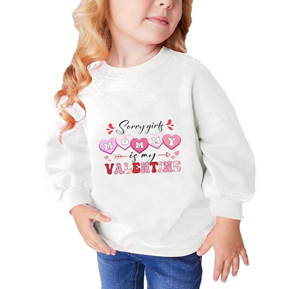 Herrnalise Toddler Girls Valentine's Day Sweatshirts Crewneck Hoodies Long Sleeve Collage T Shirts Kids Pullover Tops 2-10 Years