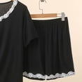 thumbnail image 4 of Thousandth Women's Fashionable Summer Loungewear Casual Comfortable Sleepwear Lace Short Sleeved T-Shirt with Elastic Waist and Lace Shorts Loose Home Clothes Pajamas Set, 4 of 6