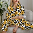 thumbnail image 6 of Lsque Cow Print Sunflower Pattern Long Sleeve Pajama Set for Women - Soft 2-Piece Sleepwear and Loungewear Set with Pockets, Comfy Nightwear-XX-Large, 6 of 7