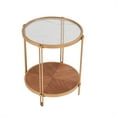 thumbnail image 2 of Gexpusm 20-inch Double-layer Round Side Table Glass Desktop Modern Simple Retro Living Room-gold, 2 of 8