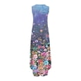 thumbnail image 4 of SMihono Robe Maxi Bohème d'Été pour Femmes Grande Taille Robe Longue Imprimée Sans Manches Col Rond Robe de Plage, 4 of 5