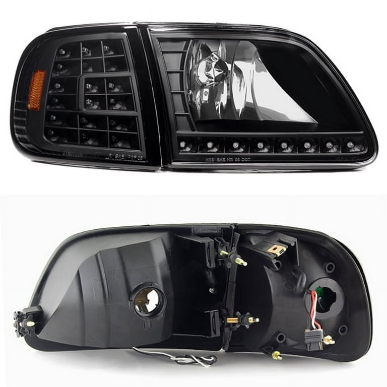 AKKON - For 97-03 Ford F150 97-02 Expedition Black DRL LED