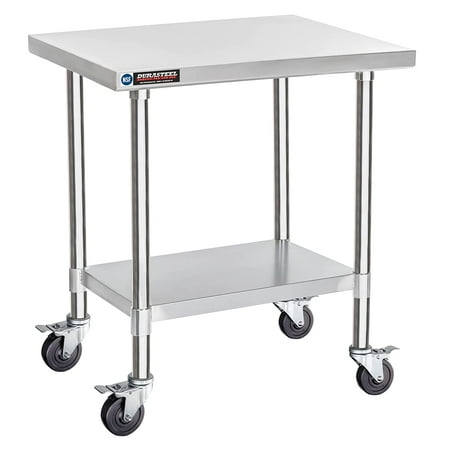 

BBNBDMZ Food Prep Stainless Steel Table - 24 x 12 Inch Metal Table Cart - Commercial Workbench with Caster Wheel - NSF Certified - For Restaurant Warehouse Kitchen Garage