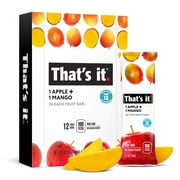 That,S It. Apple + Mango 100% Natural Real Fruit Bar, Best High Fiber Vegan, Gluten Free Healthy Snack, Paleo For Children & Adults, Non Gmo No Sugar Added, No Preservatives Energy Food (12 Pack)
