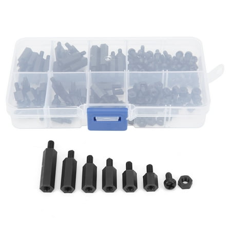 

180Pcs Nylon Screws Nut Assortment Standoff Kit Single Way Industrial Supplies Black M3