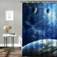 thumbnail image 2 of Chilfamy Earth Moon Stars Shower Curtain Cloth Fabric Bathroom Decor Set with Hooks Polyester Fiber Waterproof Washable Shower Curtain Set 69x72, 2 of 7