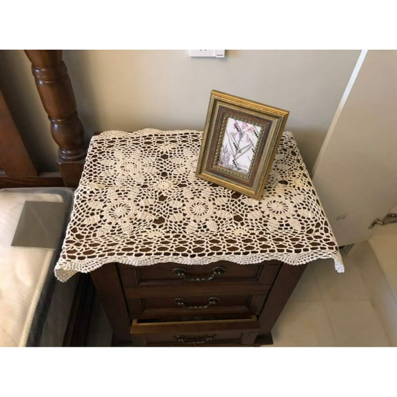 Rectangular Cotton Handmade Crochet Lace Table Runner Doilies Table Dresser Scarf Décor