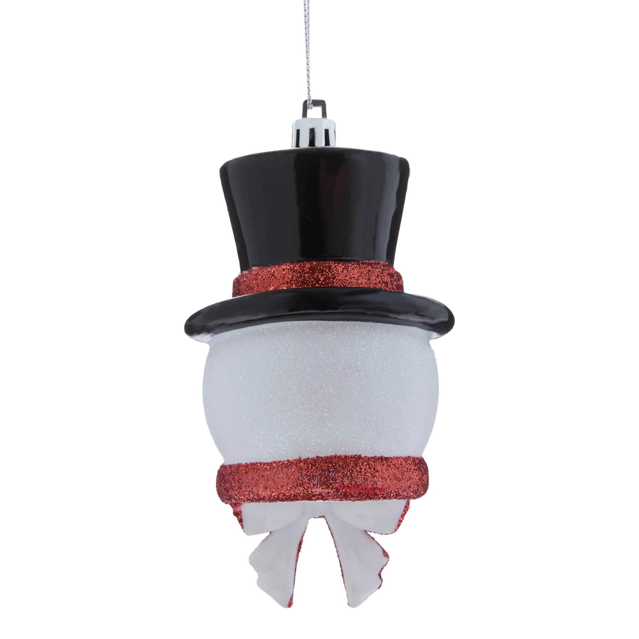 Red/White/Black Glitter Snowman Head Christmas Ornament, 4.8", by Holiday Time
