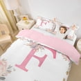 thumbnail image 3 of Catabedysis Cute Flower Gifts Duvet Cover Queen,Floral Personalized Initial F Queen Bedding For Girls,Pink Reversible,3pcs,1 Duvet Cover and 2 Pillowcases, 3 of 6