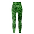 thumbnail image 3 of MKLEKYY Leggings para mujer, pantalones verdes con estampado de buena suerte de Paddystripes para mujer, leggings ajustados para yoga, correr, gimnasio, 3 of 4