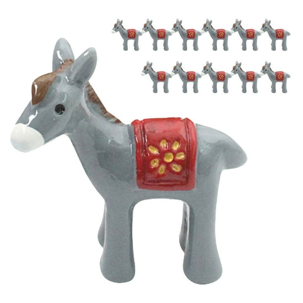 12 Uds. Mini figurita de burro divertida decoración de jardín de hadas artesanía de resina Mini decoración de animales