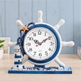 thumbnail image 2 of El reloj de mesa moderno mediterráneo del timón no hace tictac, pequeños relojes de pared del faro del recuerdo marino, 2 of 5