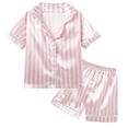 thumbnail image 5 of Kaemgyyd Toddler Girl Boy Two Piece Pajamas Set Fashion Stripe Button down Shirt Top and Shorts Lounge Sleepwear Pjs Set, 5 of 6