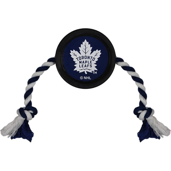 Lot de 2 - Jouet pour Chien avec Corde de Rondelle de Hockey Pets First NHL, Toronto Saple Leafs