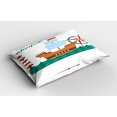 thumbnail image 2 of Ambesonne Reveal Party Pillow Sham 2 Pack, Boat Ahoy Compass Art, 36"x20", Brown Teal and Red, 2 of 3