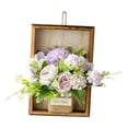thumbnail image 2 of Flor artificial con decoración para puerta. Flor artificial en marco de madera para la casa. violeta, 2 of 9
