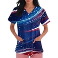 thumbnail image 3 of Women 250 Anniversary Usa Scrub Shirt American Flag Print 1776-2026 Patriotic Star V Neck T Shirts Short Sleeve Classic Fit Breathable Nursing Uniforms with Pockets, #01 Royal Blue, S, 3 of 4