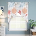 thumbnail image 6 of Orange Red Blue Coastal Nautical Kitchen Window Curtains, Swag Curtains Valance for Bedroom Living Room Bathroom, Beach Sea Turtle Ocean Coral Starfish Rod Pocket Window Block Drapes 2 Panels 36"x63", 6 of 9