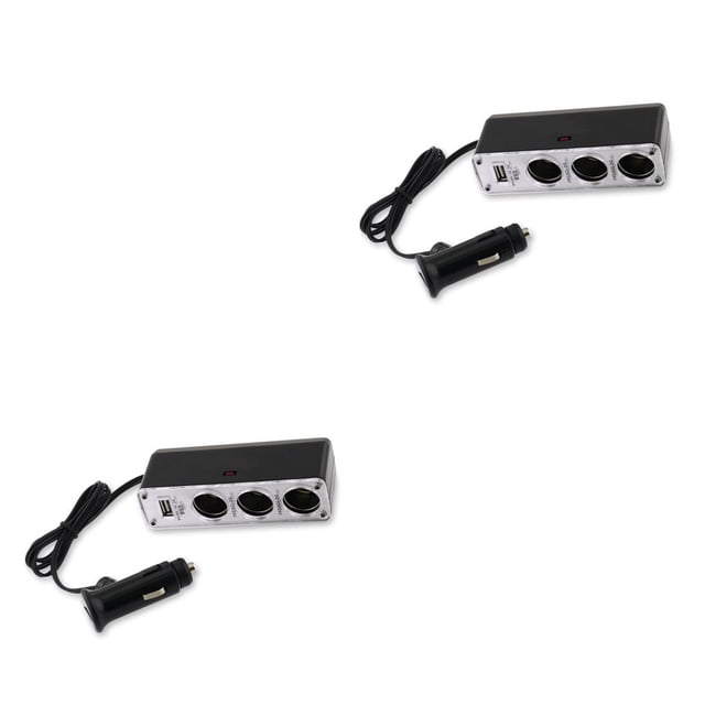 Riwesomey Divisor de encendedor de cigarrillos para coche de 1 a 3 enchufes con adaptador de USB DC 12-24V adaptador de corriente para Como se muestra 2piezas