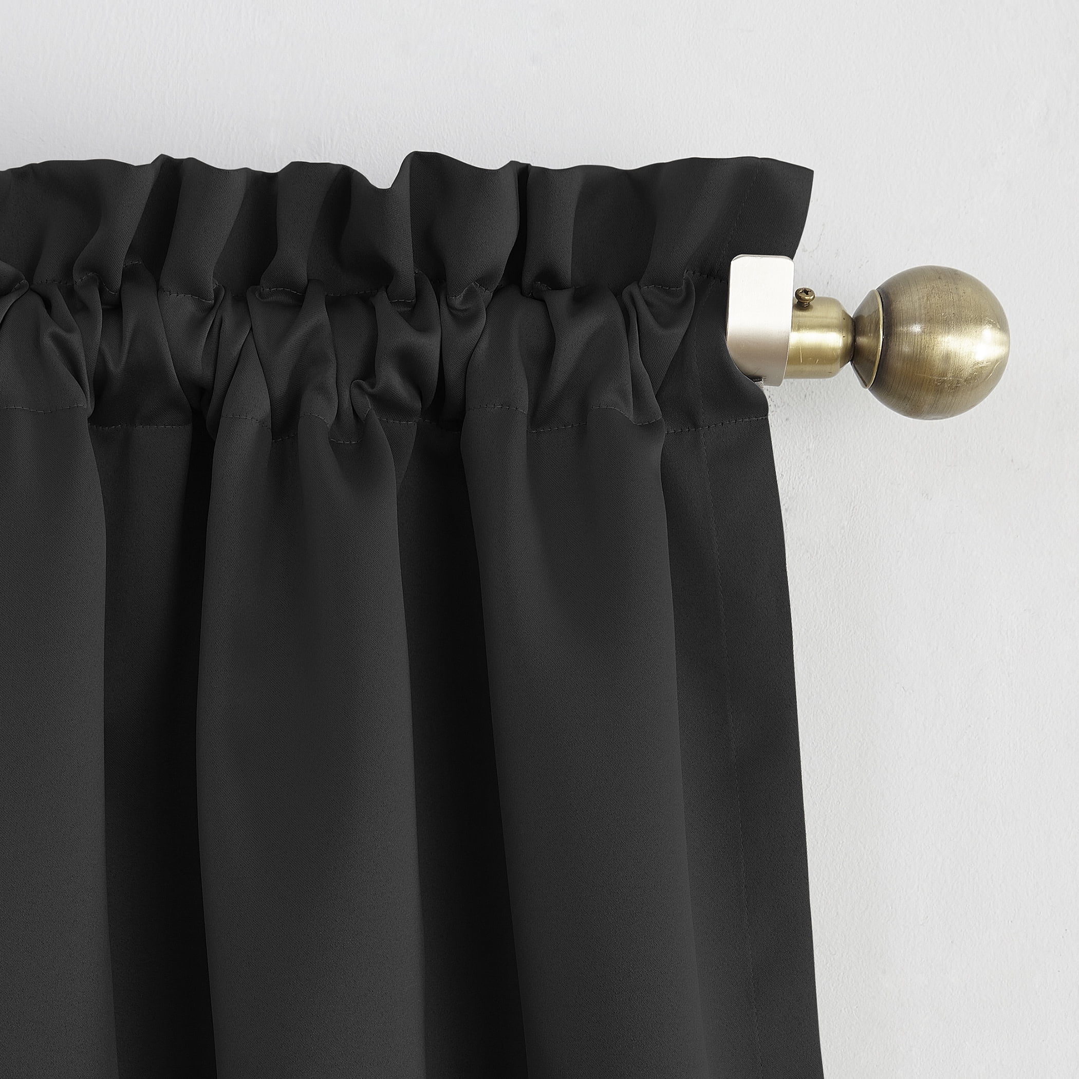 Sun Zero Kylee Energy Efficient Room Darkening Rod Pocket Curtain Panel, 54" X 108", Black