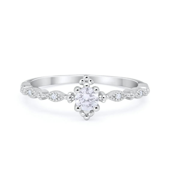 Petite Dainty Round Ring CZ 925 Sterling Silver Size 5