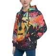 thumbnail image 2 of KLL Unisex Kids Boys Girls Hooded Pocket Pullover Hoodies-World Map Guitar Illustration, 2 of 5