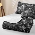 thumbnail image 4 of Homewish Horror Gothic Skull Twin Quilt Set,Gray Rose Floral Twin Coverlet Set,Halloween Duvet,2 Pieces, 4 of 7