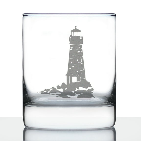 Bevvee Whiskey Rocks Glass 10.25 oz Lighthouse Gifts for Lighthouse Enthusiasts Glassware & Drinkware