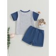 thumbnail image 4 of Bagilaanoe 2pcs Newborn Baby Boy Short Pants Set Short Sleeve Letter Print T Shirt Tops + Shorts 3M 6M 9M 12M 18M 24M Infant Casual Summer Outfits, 4 of 9