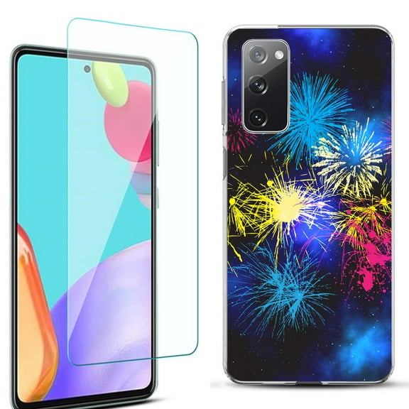 Slim-Fit Protective Phone Case for Samsung Galaxy S20 FE 5G Fan Edition, with Tempered Glass Screen Protector, by OneToughShield ® - Fireworks